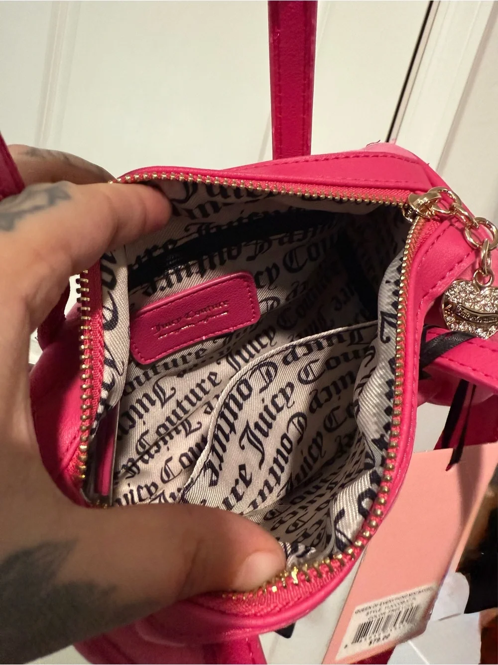Juicy Couture Queen Of Everything Pink Velour Mini Barrel Purse Crossbody -  NWT
